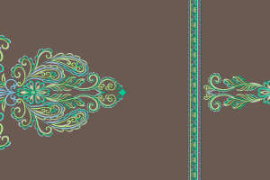 复古卷草纹面料印花素材，适用于服装印花设计的高清花型图