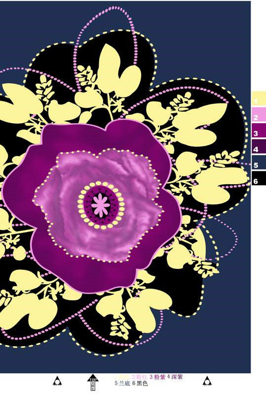 紫色立体花卉面料印花素材,适用于服装印花设计与数码印染