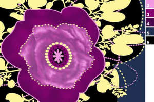 紫色立体花卉面料印花素材，适用于服装印花设计与数码印染