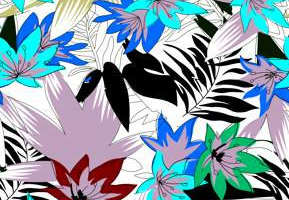 热带花卉混搭风格面料印花素材，适用于春夏服装印花设计