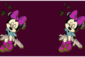 复古手绘风米妮卡通图案面料印花素材，适用于儿童服装印花设计