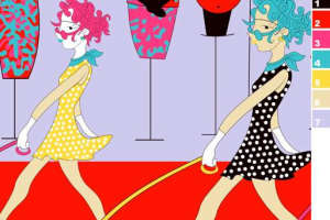 复古波点与花卉撞色面料印花素材，适用于女装服装印花设计