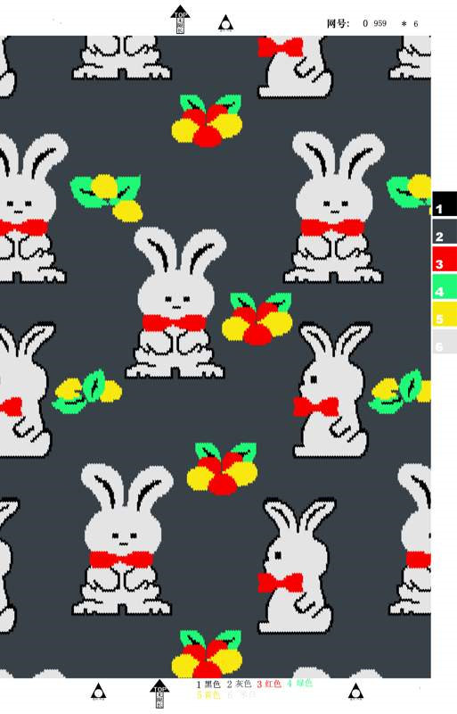 像素风兔子樱桃图案面料印花素材,适用于儿童服装印花设计