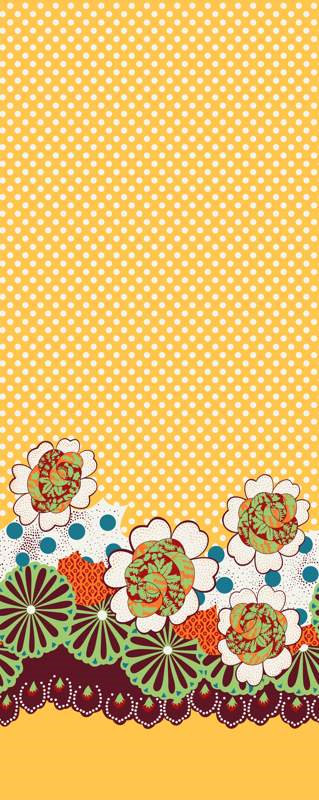 复古波点与花卉边饰面料印花素材,适用于服装印花设计