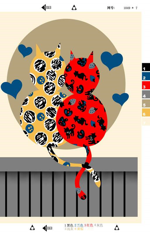 可爱猫咪主题面料印花素材,适用于T恤与童装服装印花设计