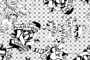 黑白手绘风骷髅玫瑰面料印花素材，适用于潮牌服装印花设计