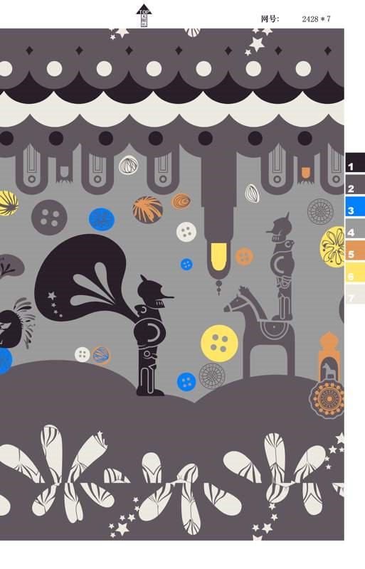 复古童趣风面料印花素材,适用于儿童服装印花设计