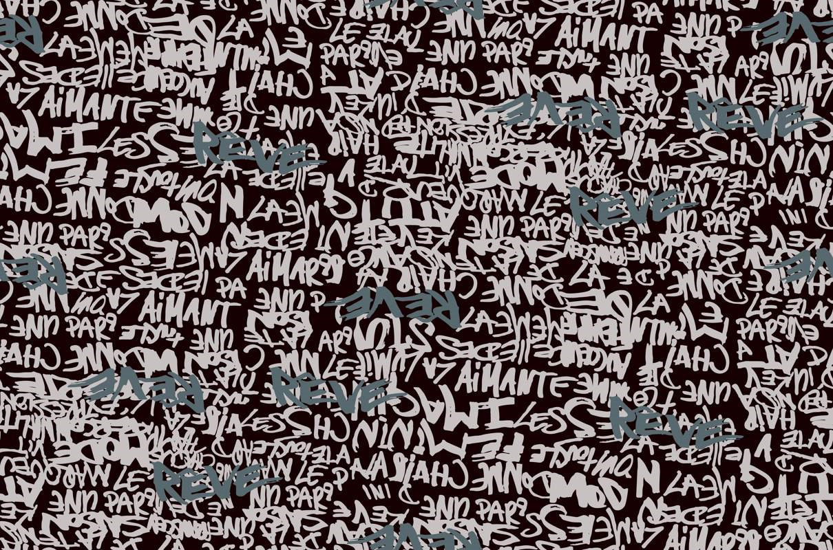 复古涂鸦风面料印花素材,适用于潮牌服装印花设计