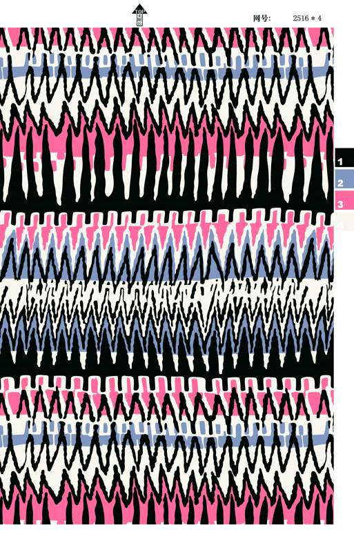 几何波浪纹面料印花素材,适用于服装印花设计的高对比度花型图