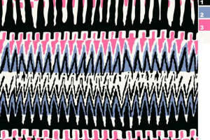 几何波浪纹面料印花素材，适用于服装印花设计的高对比度花型图