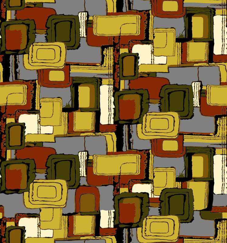 复古几何抽象面料印花素材,适用于服装印花设计与数码印染