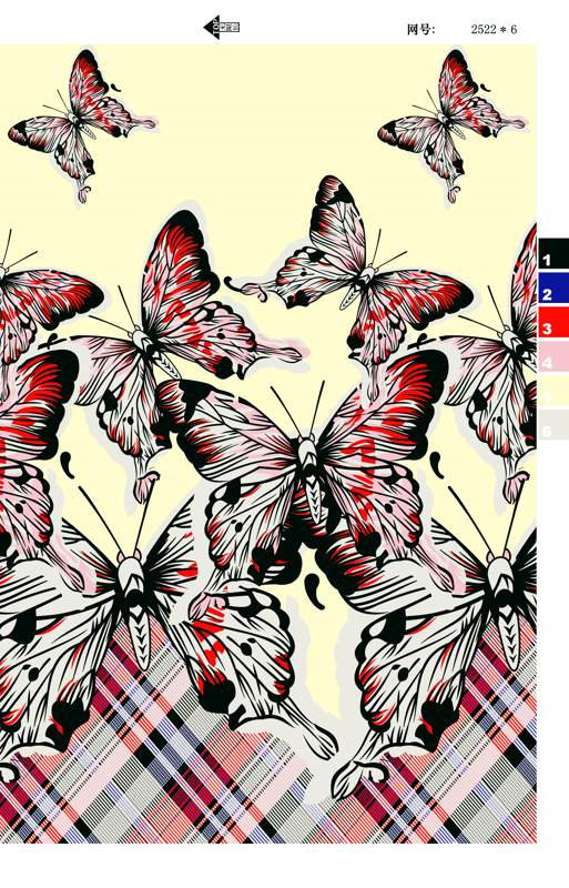 红黑蝴蝶手绘风面料印花素材,适用于服装印花设计与数码印制