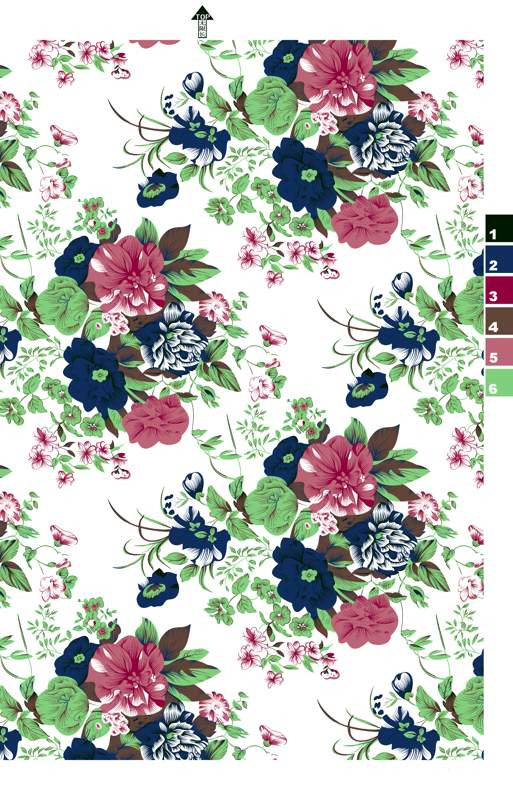 复古花卉面料印花素材图,适用于服装印花设计与数码印染