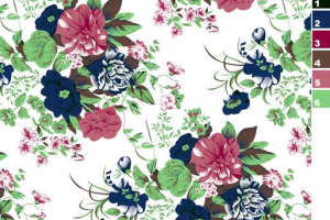 复古花卉面料印花素材图，适用于服装印花设计与数码印染