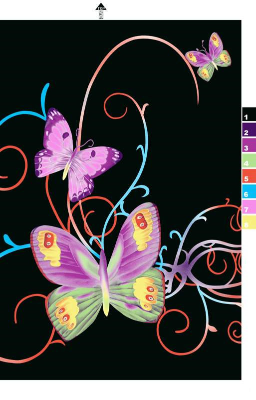 梦幻蝴蝶藤蔓面料印花素材,适用于服装印花设计与数码印染