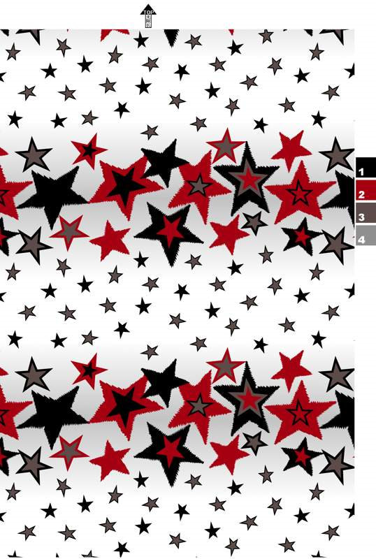 红黑灰星形图案面料印花素材,适用于潮流服装印花设计