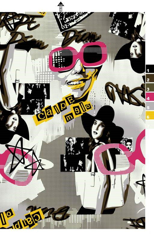 复古波普风面料印花素材,适用于潮牌服装印花设计