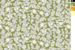 橄榄绿底白花小碎花面料印花素材，适用于春夏服装印花设计