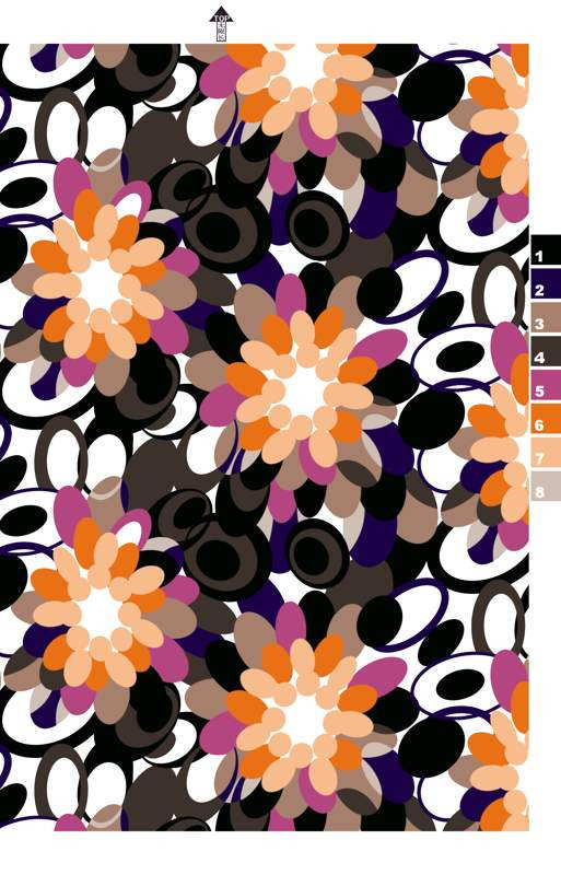 抽象花卉面料印花素材,适用于服装印花设计的高辨识度图案