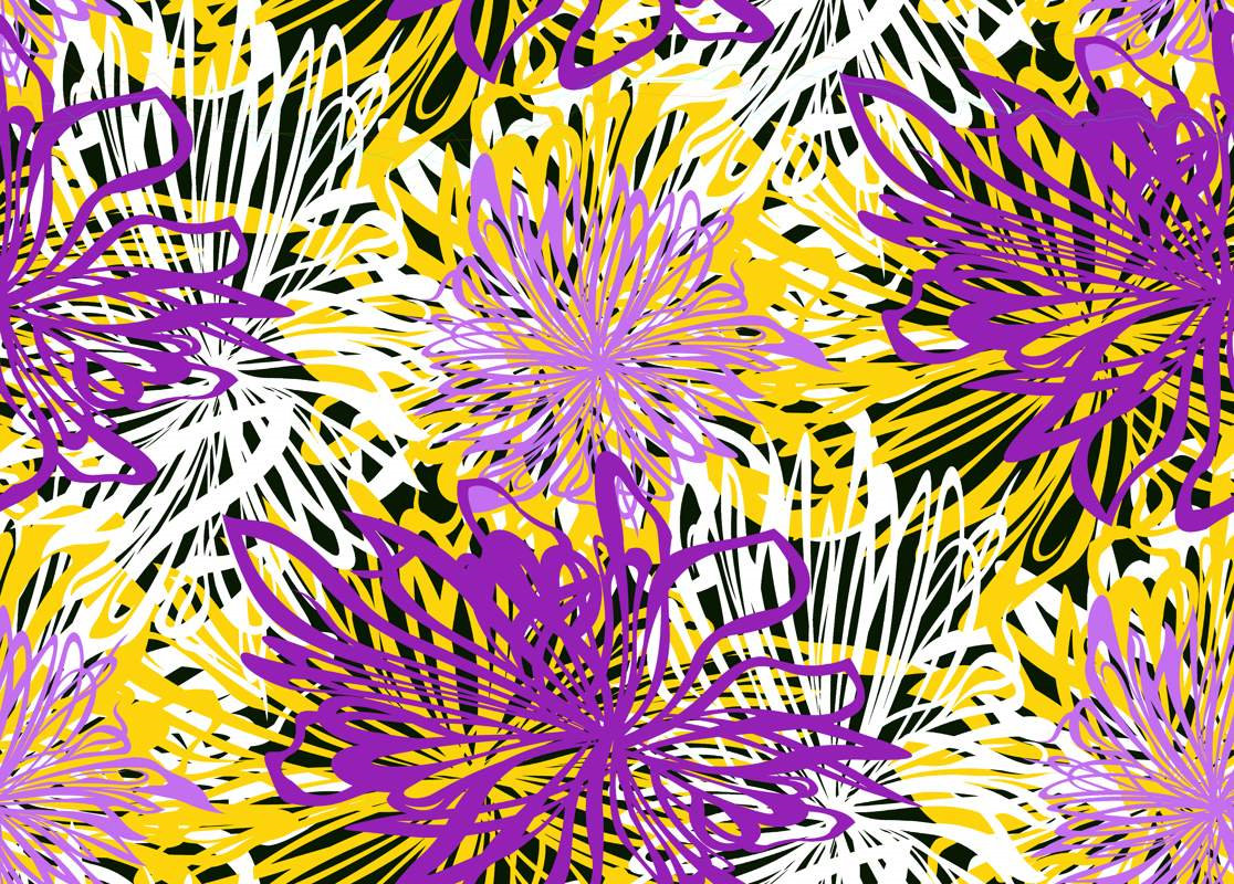 抽象花卉线条风面料印花素材,适用于服装印花设计与数码印染