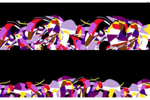 抽象波浪形面料印花素材，适用于服装印花设计的高对比度花型图案