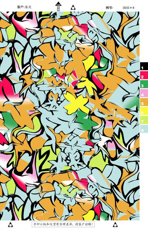 抽象涂鸦风面料印花素材,适用于潮牌服装印花设计