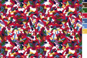 抽象几何撞色面料印花素材，适用于潮流服装印花设计