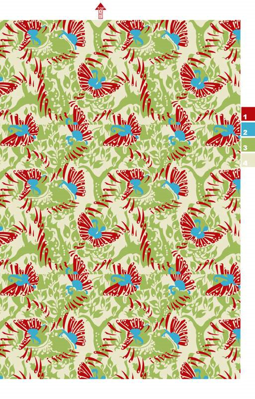 复古鸟纹面料印花素材图,适用于服装印花设计与数码印染