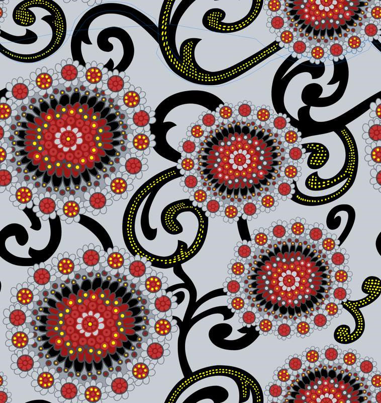 复古民族风面料印花素材,适用于服装印花设计的高清重复图案