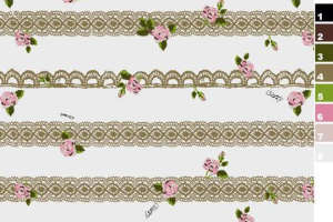 复古蕾丝玫瑰条纹面料印花素材，适用于女装服装印花设计