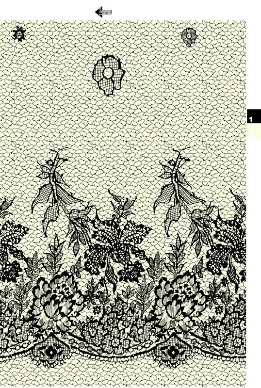 复古花卉蕾丝纹理面料印花素材,适用于服装印花设计