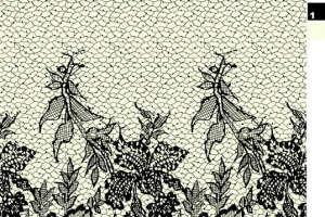 复古花卉蕾丝纹理面料印花素材，适用于服装印花设计