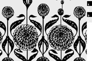 黑白手绘风花卉面料印花素材，适用于服装印花设计与数码印制