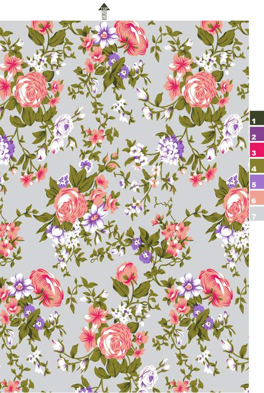 复古花卉面料印花素材图,适用于服装印花设计与数码印染