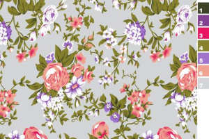 复古花卉面料印花素材图，适用于服装印花设计与数码印染