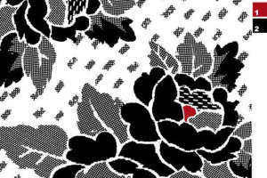 黑白红撞色牡丹面料印花素材，适用于服装印花设计