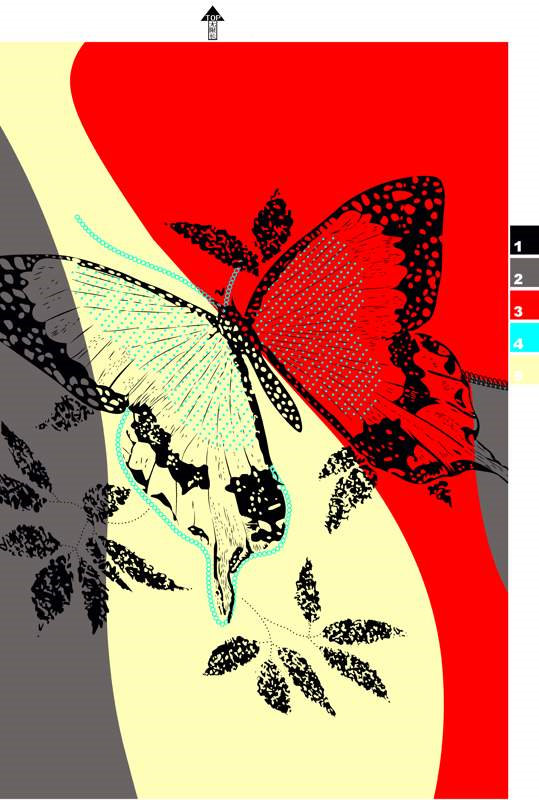 抽象蝴蝶花卉面料印花素材,适用于服装印花设计与数码印染