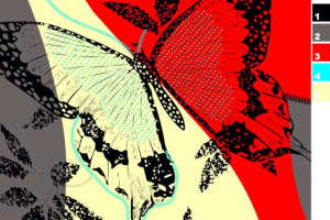 抽象蝴蝶花卉面料印花素材，适用于服装印花设计与数码印染