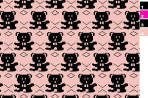 像素风小熊图案面料印花素材，适用于儿童服装印花设计
