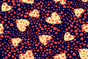 爱心满溢的服装印花素材图，适用于T恤、连衣裙面料印花设计