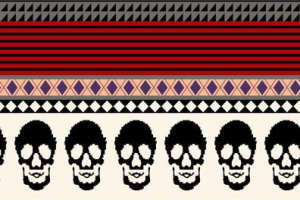 民族风骷髅几何图案面料印花素材，适用于服装印花设计