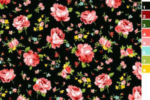 复古玫瑰碎花面料印花素材，适用于女装衬衫与连衣裙服装印花设计
