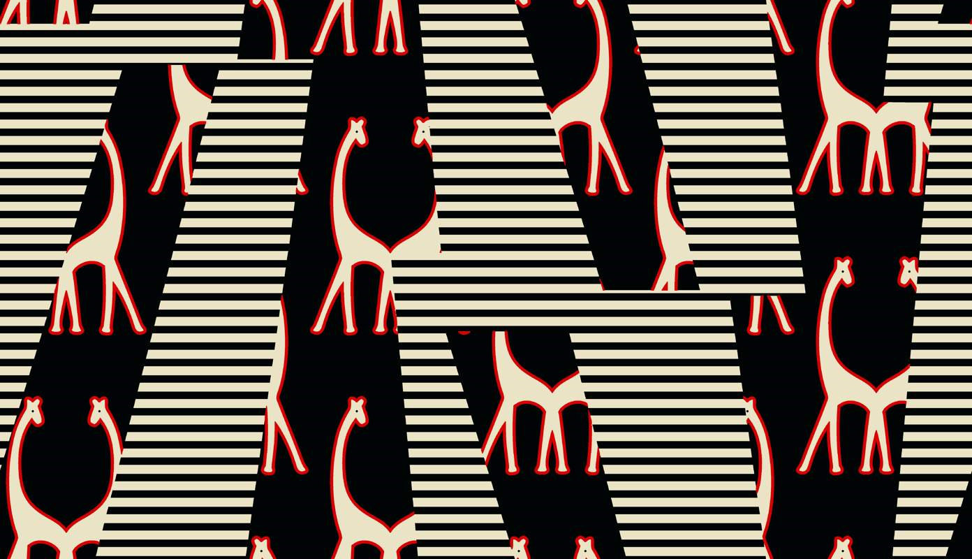 简约几何长颈鹿图案面料印花素材,适用于服装印花设计