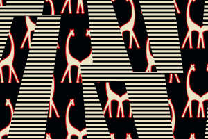 简约几何长颈鹿图案面料印花素材，适用于服装印花设计