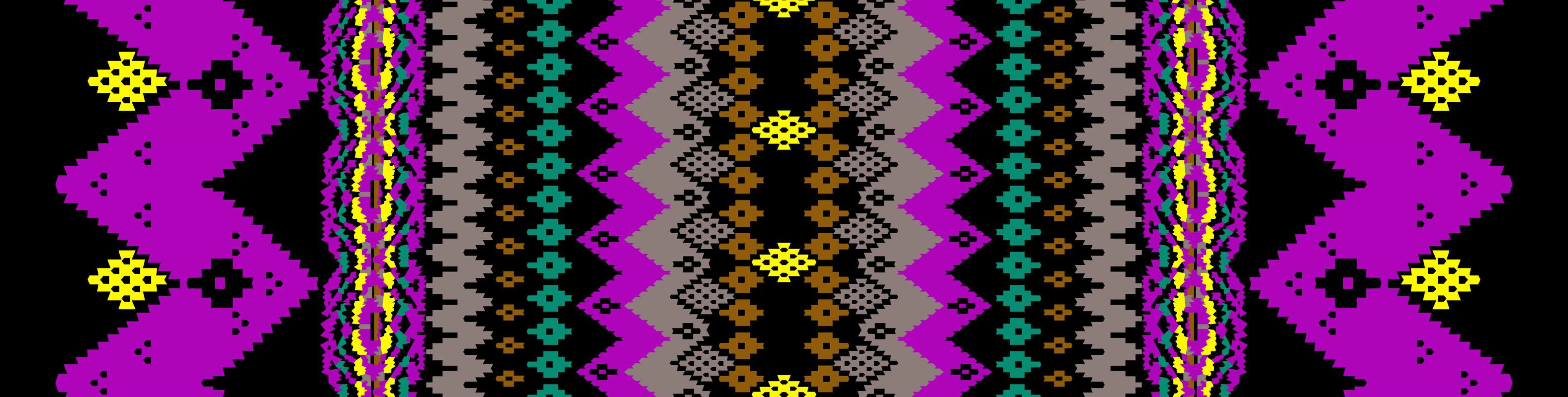 高对比几何民族风面料印花素材,适用于服装印花设计