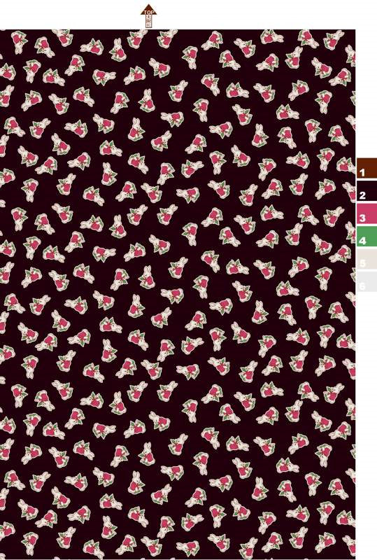 复古小兔樱桃图案面料印花素材,适用于服装印花设计