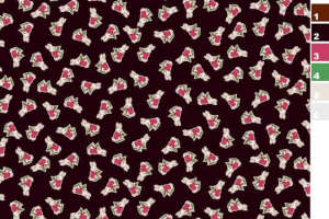 复古小兔樱桃图案面料印花素材，适用于服装印花设计