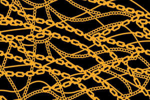 金色链条交织图案面料印花素材，适用于潮牌服装印花设计