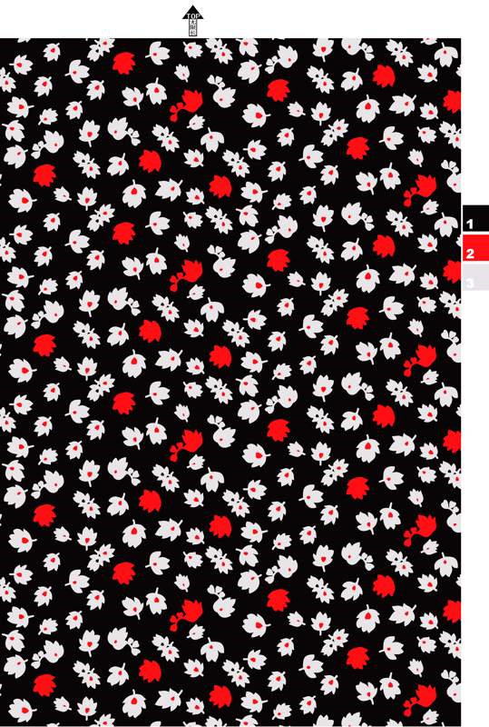 黑白红小碎花面料印花素材,适用于服装印花设计的高对比度花型图