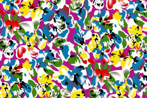 高饱和度抽象花卉面料印花素材，适用于春夏服装印花设计
